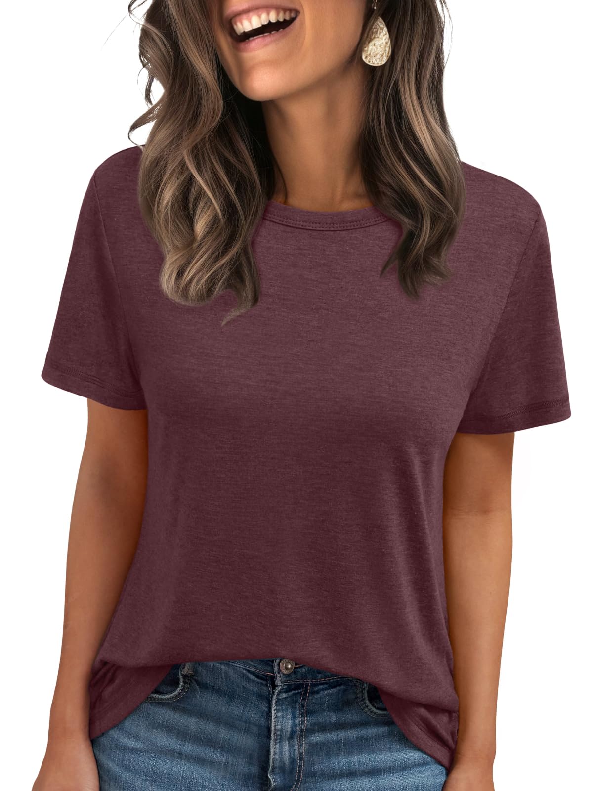 AUTOMET Summer Tops for Women Spring Short Sleeve Shirts for Beach and Vacation Outfits Plus Size Casual Workout Clothi